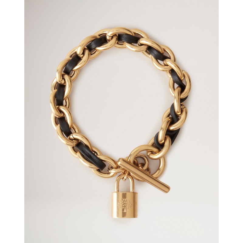 Lily Leather Chain Bracelet Small Black Leather & Metal