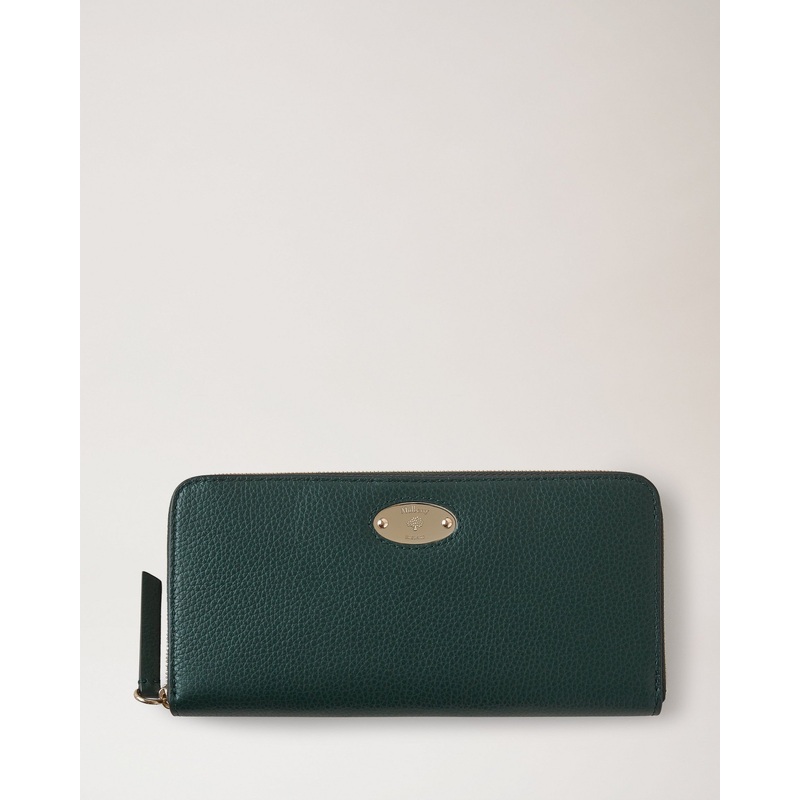 Mulberry Plaque 8 Credit Card Zip Purse Mulberry Green Small Classic Grain