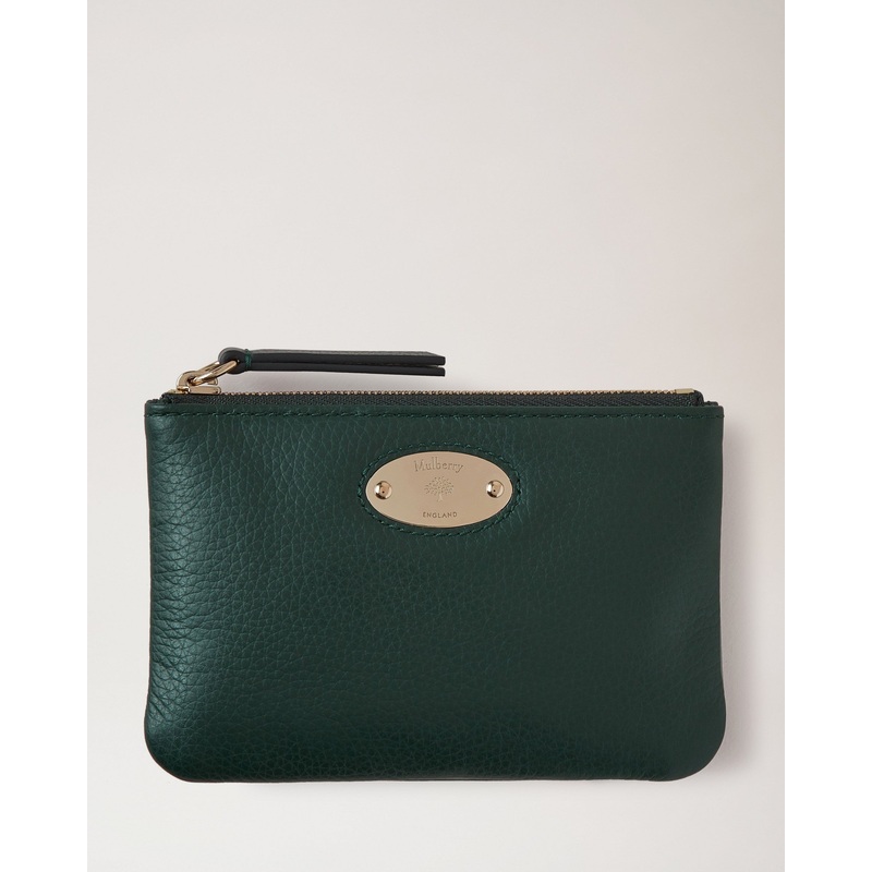 Mulberry Plaque Small Zip Coin Pouch Mulberry Green Small Classic Grain