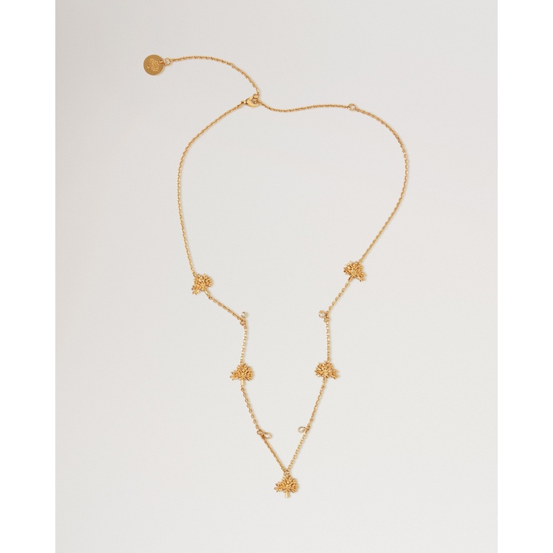 Mulberry Tree Charm Necklace Gold Plated Brass
