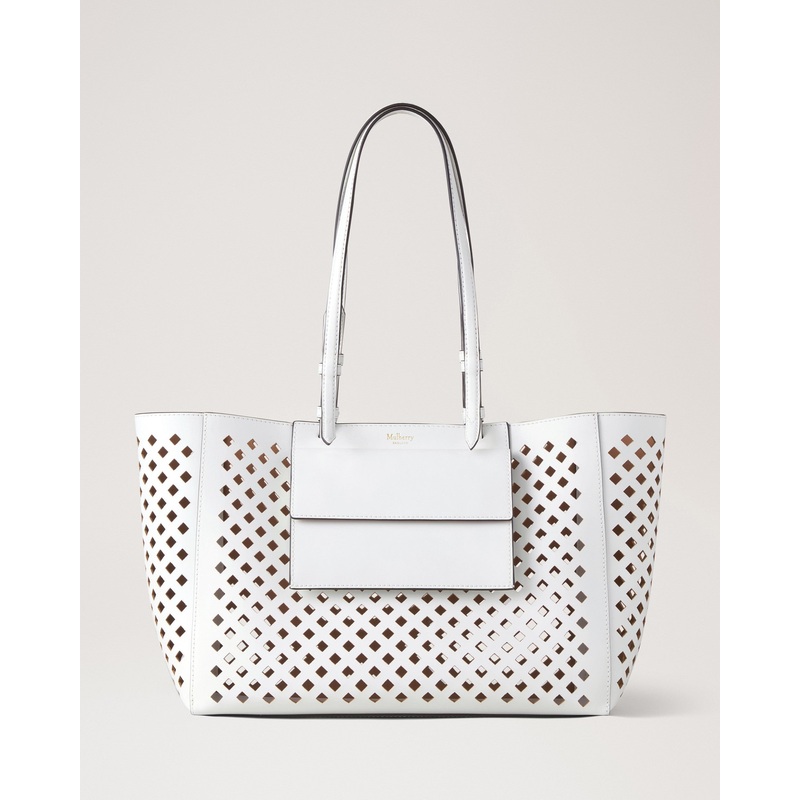 Perforated Tote White Perforated Leather