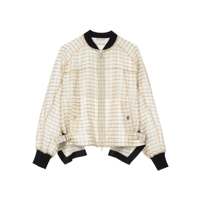 Plaid Organza Bomber Jacket