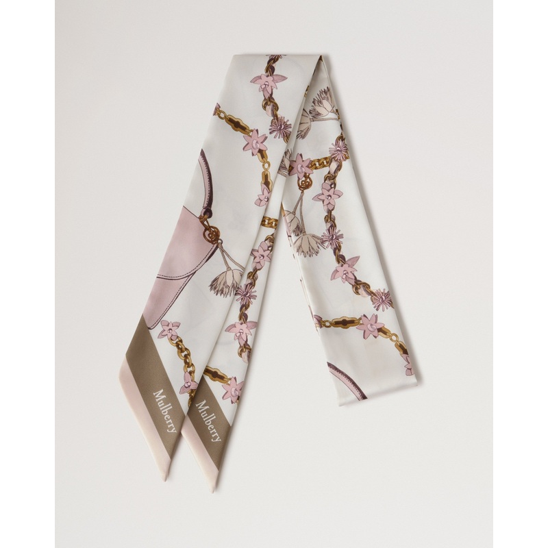 Skinny Scarf Lana Bag & Chains Eggshell & Blossom Pink Recycled Polyester