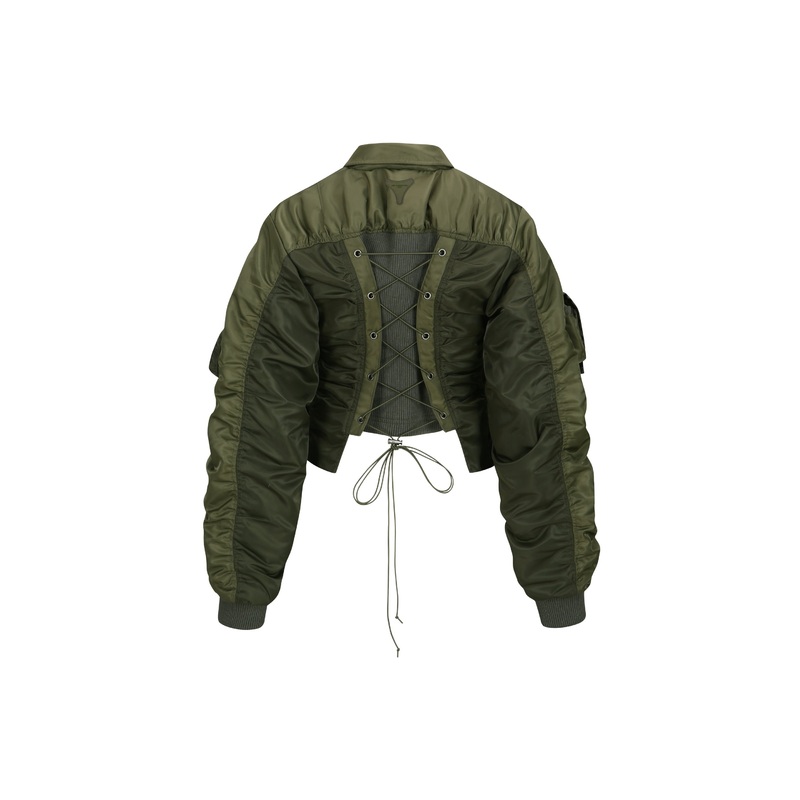 Vitalina Lace-Up Bomber Jacket