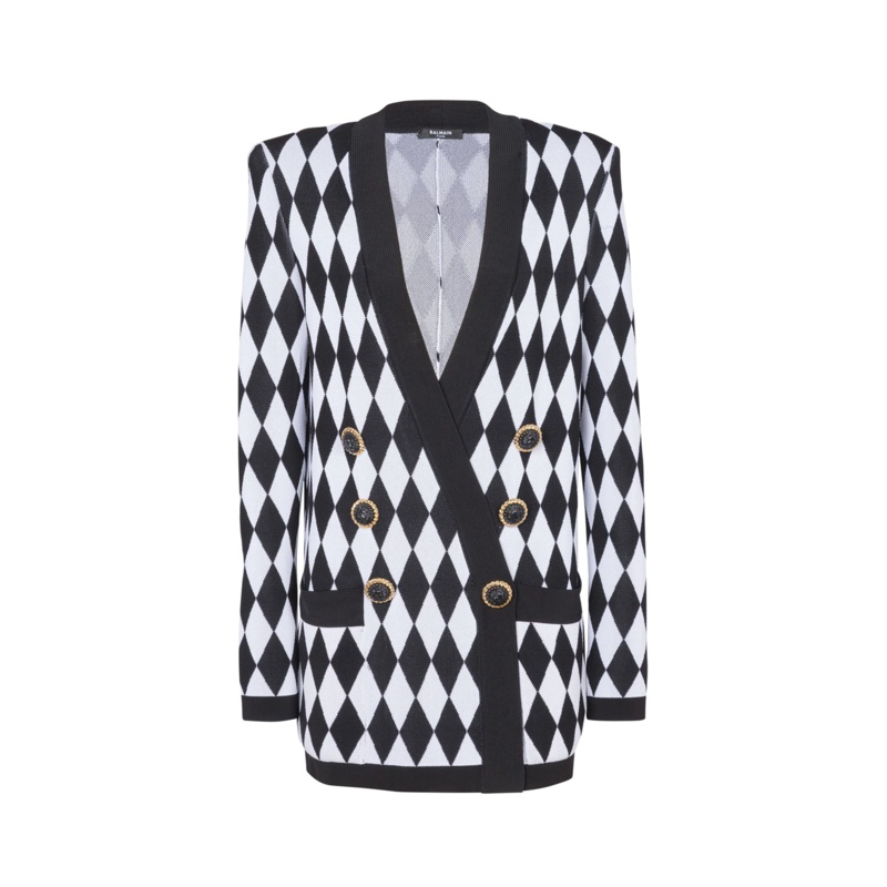 Button Diamond Jacquard Jacket