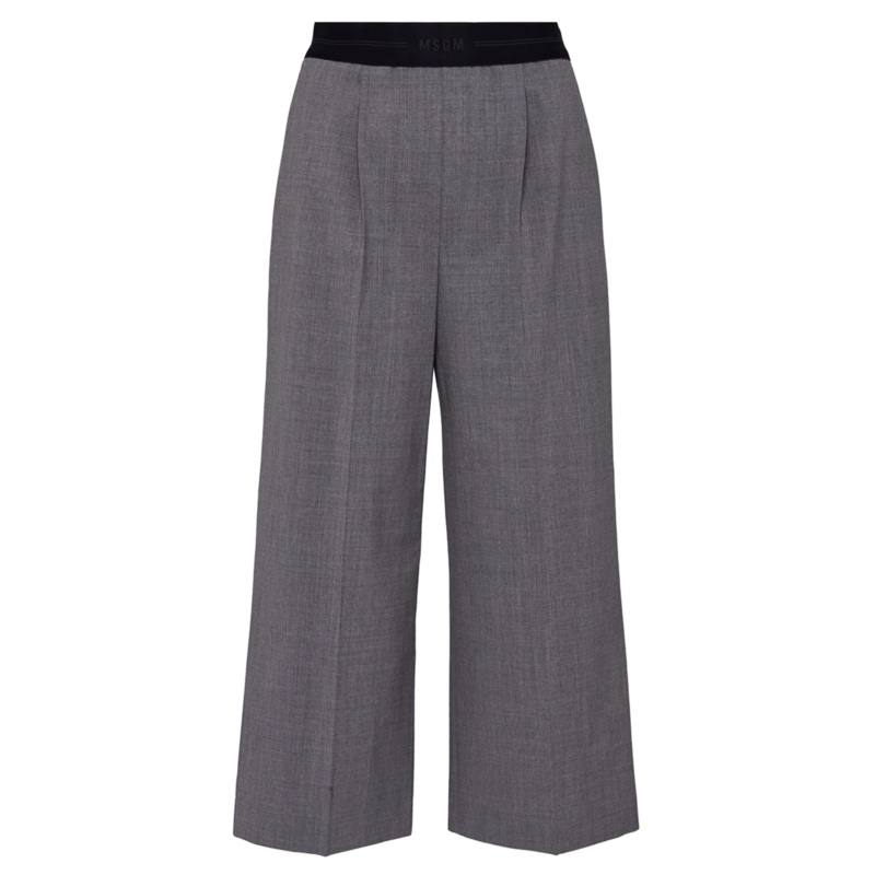 Cropped Pants With Black Waistband