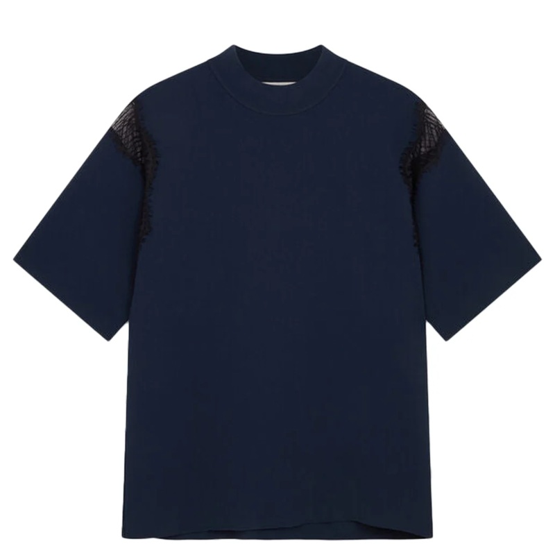 Compact Knit Lace Detailed Top