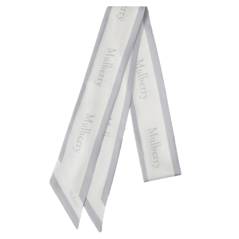 Skinny Scarf – Logo Boarder Pale Grey-White Recycled Polyester