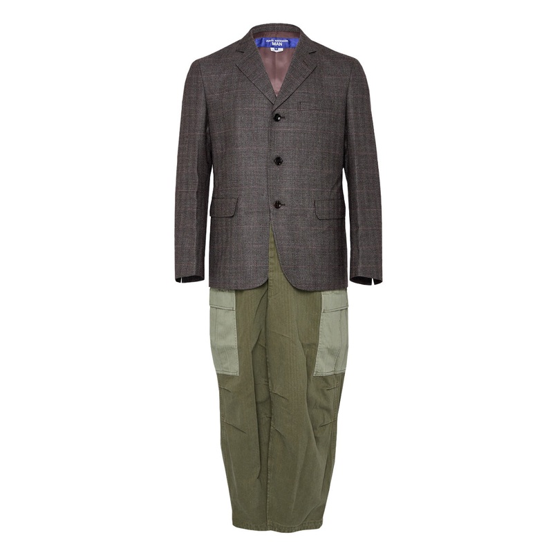 Wool Check Cotton Herringbone Coat