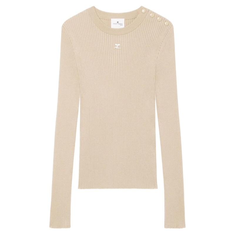 Shoulder Snaps Rib Knit Sweater