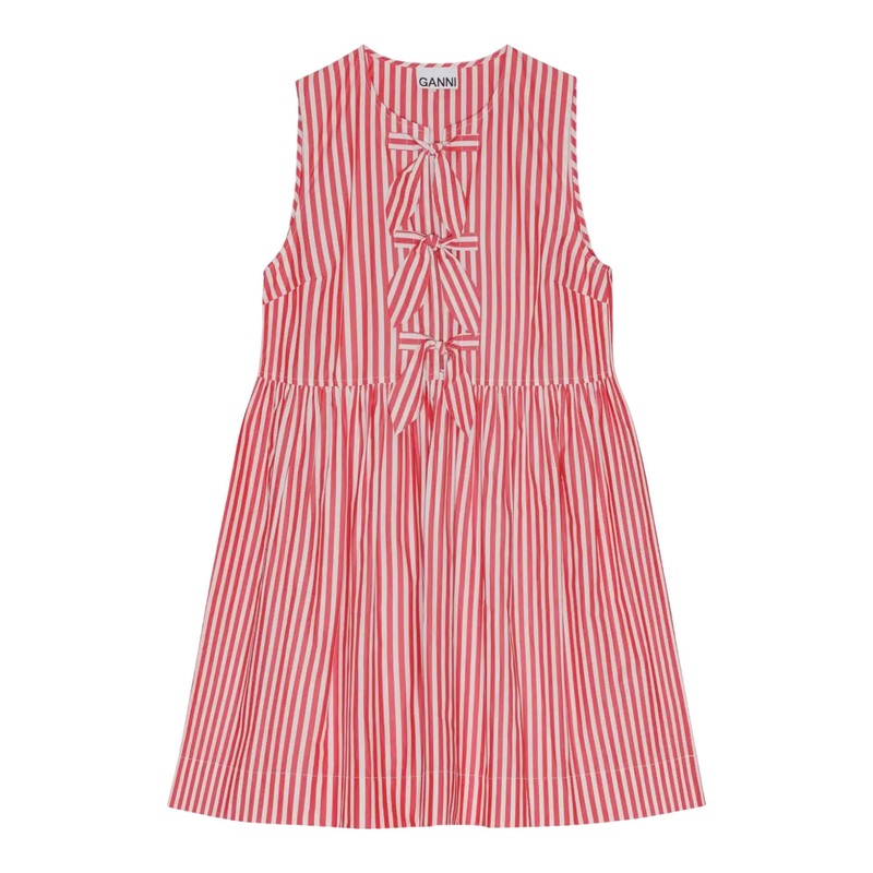 Stripe Cotton Mini Bow Tie Dress
