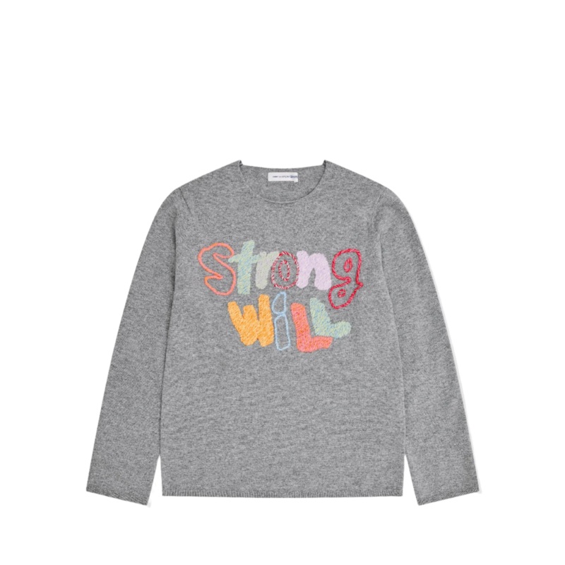 Strong Will Embroidery Knit Top