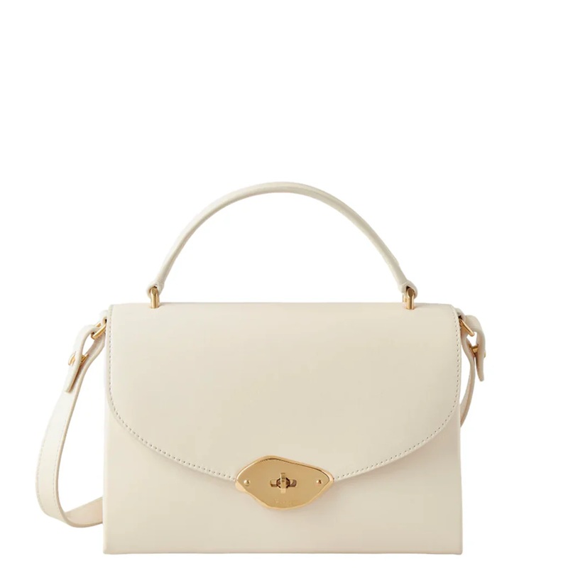 Lana Top Handle Eggshell High Gloss Leather