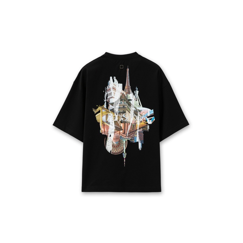 Oversized Paris Seoul Scene Print Tee
