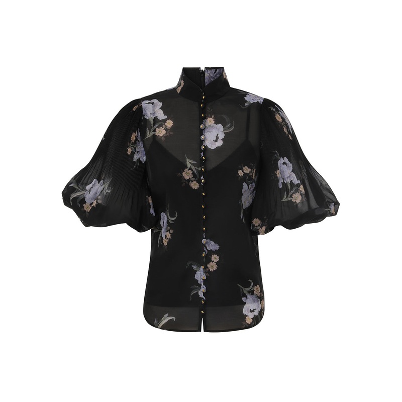 Pleated Buttoned Blouse