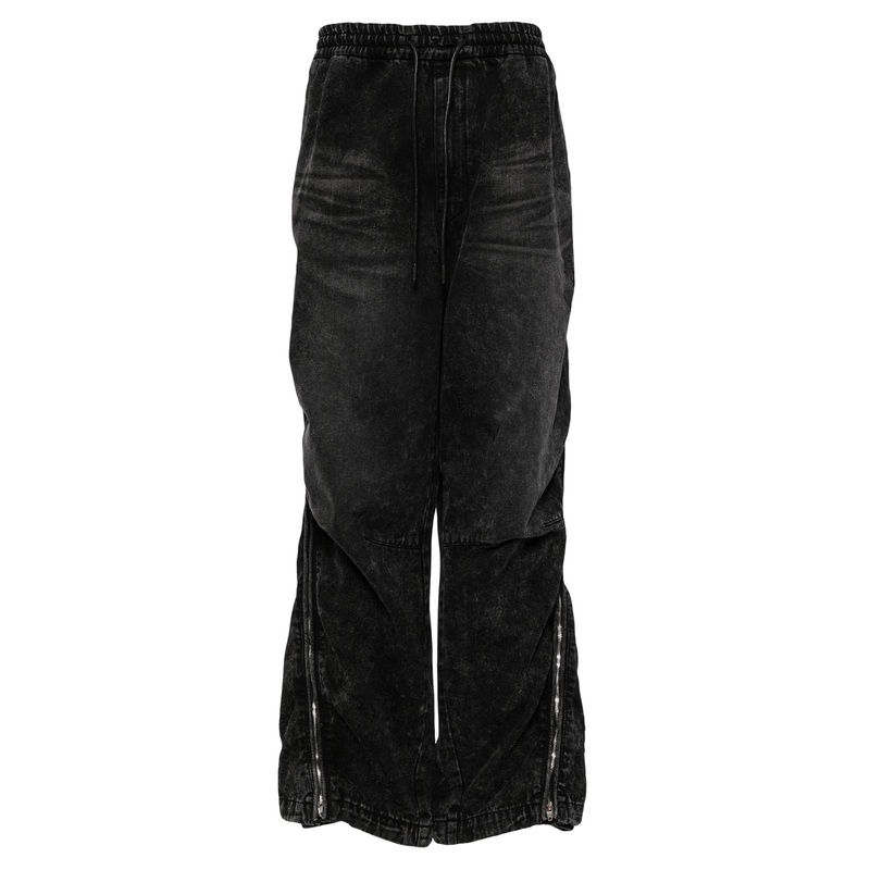Full Side-Zip Destroyed Denim Pants