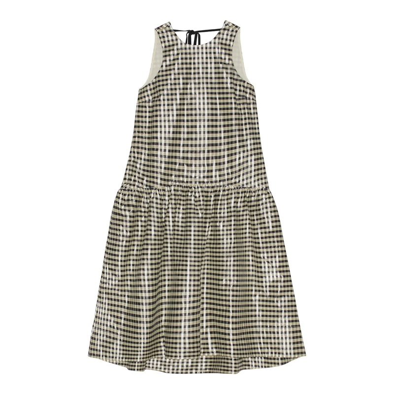 Shiny Check Jacquard Midi Dres