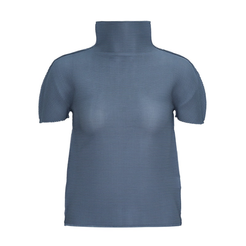 Stretch Pleats 3 High Neck Top