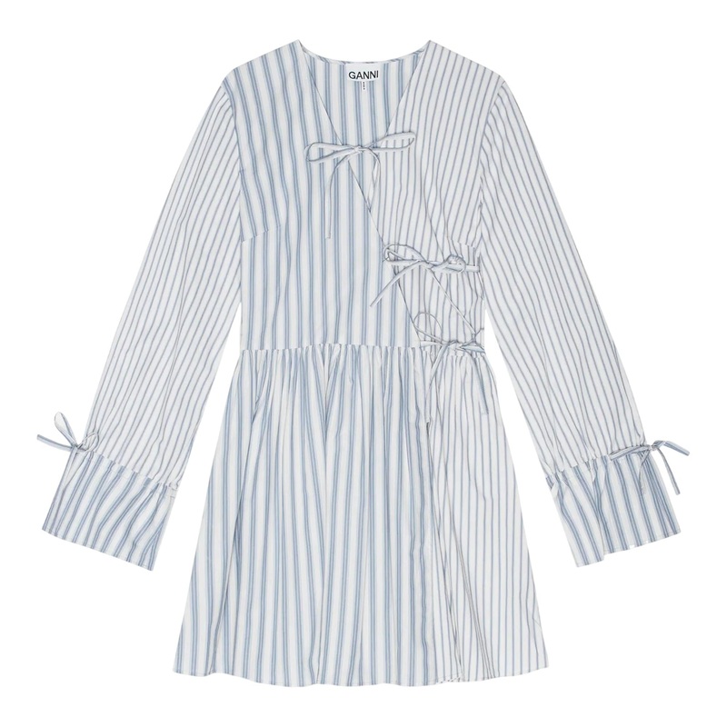 Stripe Cotton Mini Wrap Dress