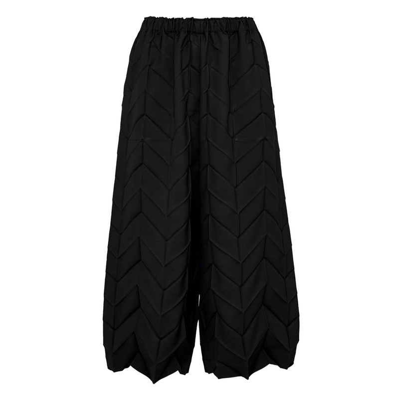 Zig Zag Pleats Bottom Wide Pants