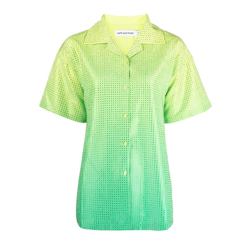 Green Hotfix Taffeta Shirt