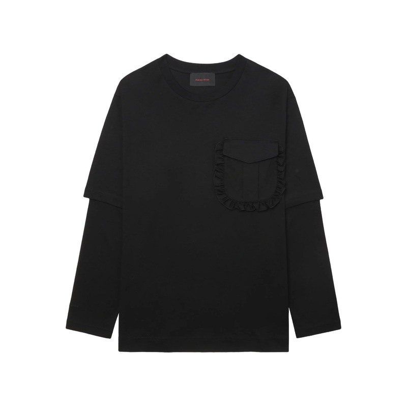 Layered Ruffle Pocket Long Sleeve T-Shirt