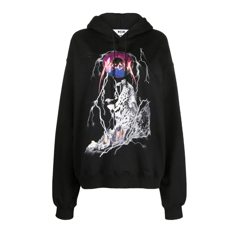 Lightning Graphic Print Hooded Sweatshirt