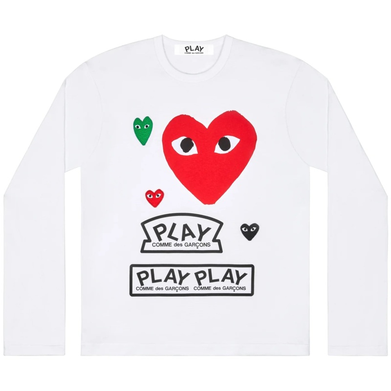 Multi Logo Big Red Heart LS T-Shirt Men