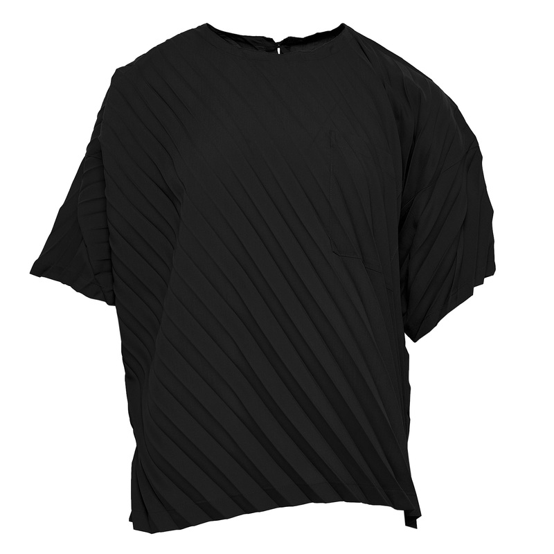 Angle Pleats Shirt Short Sleeve Top