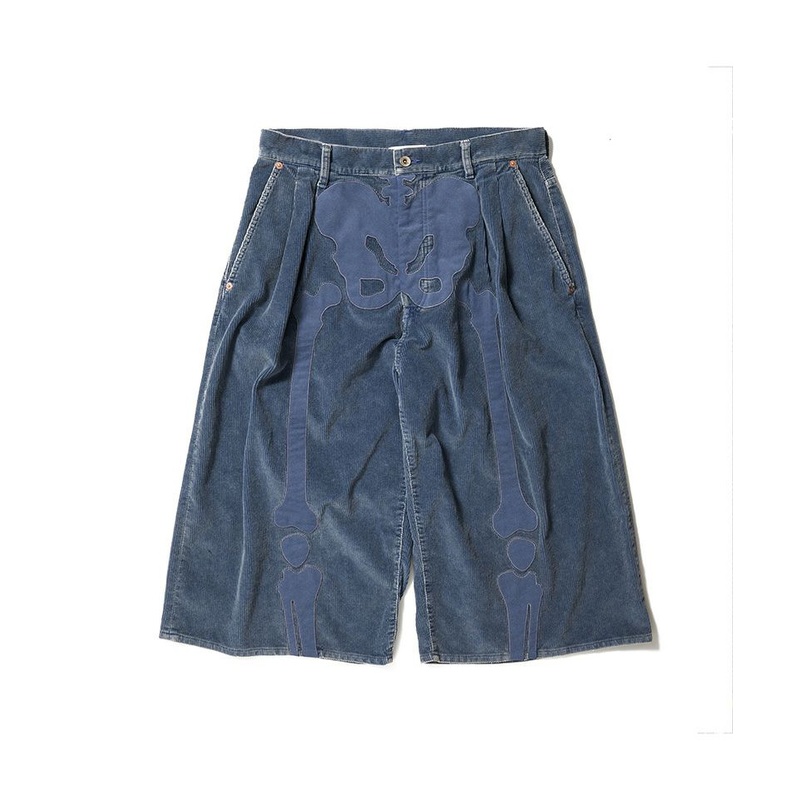 Bone Applique Corduroy Cropped Shorts