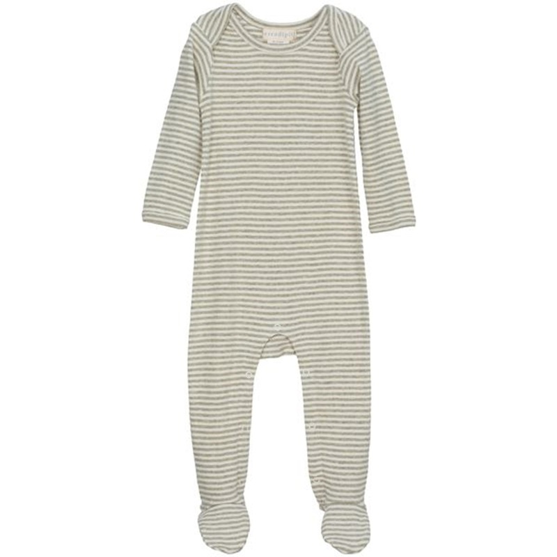 Serendipity Sage\/Ecru Baby Suit Stripe Feet