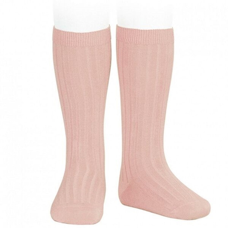 Cndor Kneehigh Socks Rib Old Rose