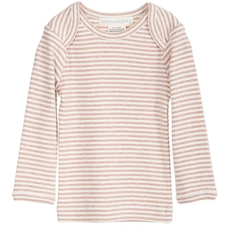 Serendipity Clay\/Offwhite Rib Baby Tee Stripe Blouse
