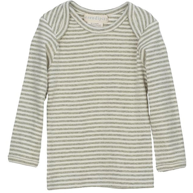 Serendipity Sage\/Ecru Rib Baby Tee Stripe Bluse
