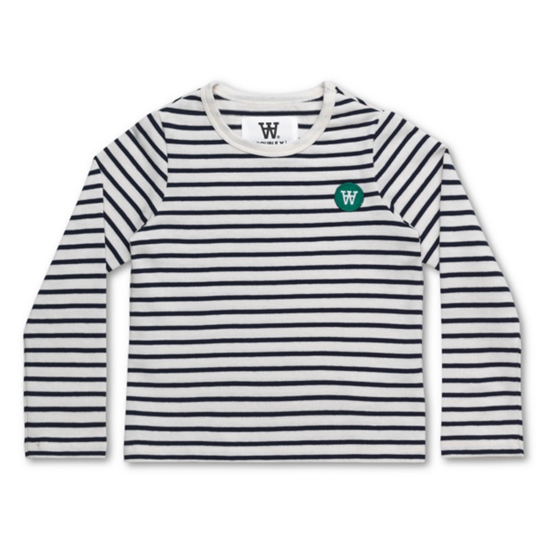 Wood Wood Double A Kim Blouse Off White\/Navy Stripes