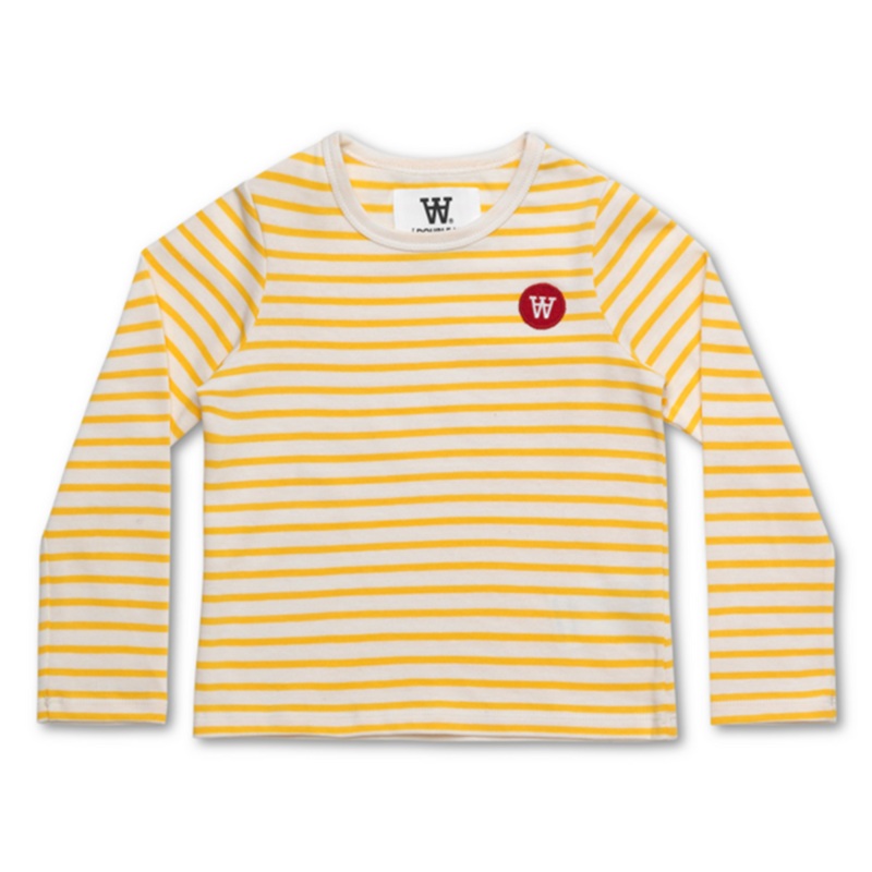 Wood Wood Double A Kim Blouse Off White\/Yellow Stripes