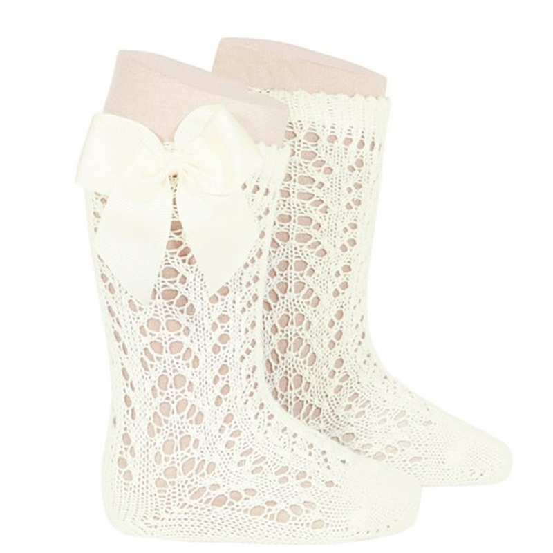 Cndor Socks Openwork Bows Beige