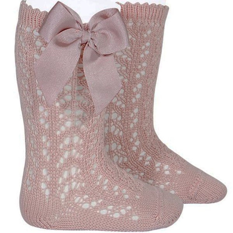 Cndor Socks Openwork Bows Old Rose
