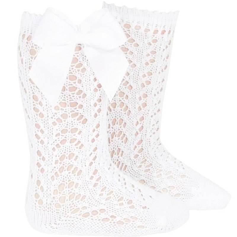 Cndor Socks Openwork Bows White