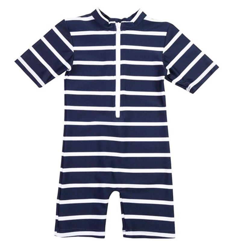 Petit Crabe Blue\/White Natsu Sunsuit with Zipper