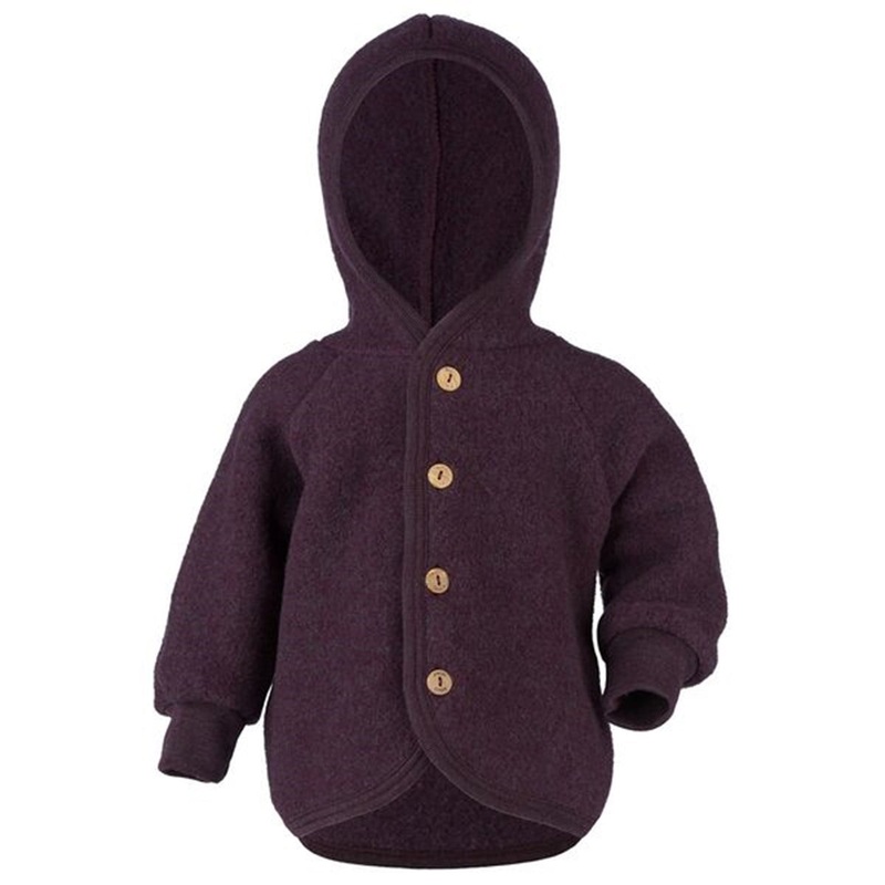 Engel Hooded Jacket with Wooden Buttons Lilac Mlange