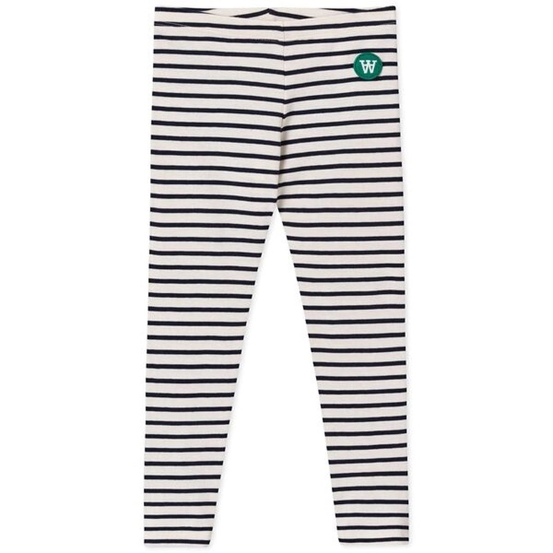 Wood Wood Ira Kids Leggings Off White\/Navy Stripes