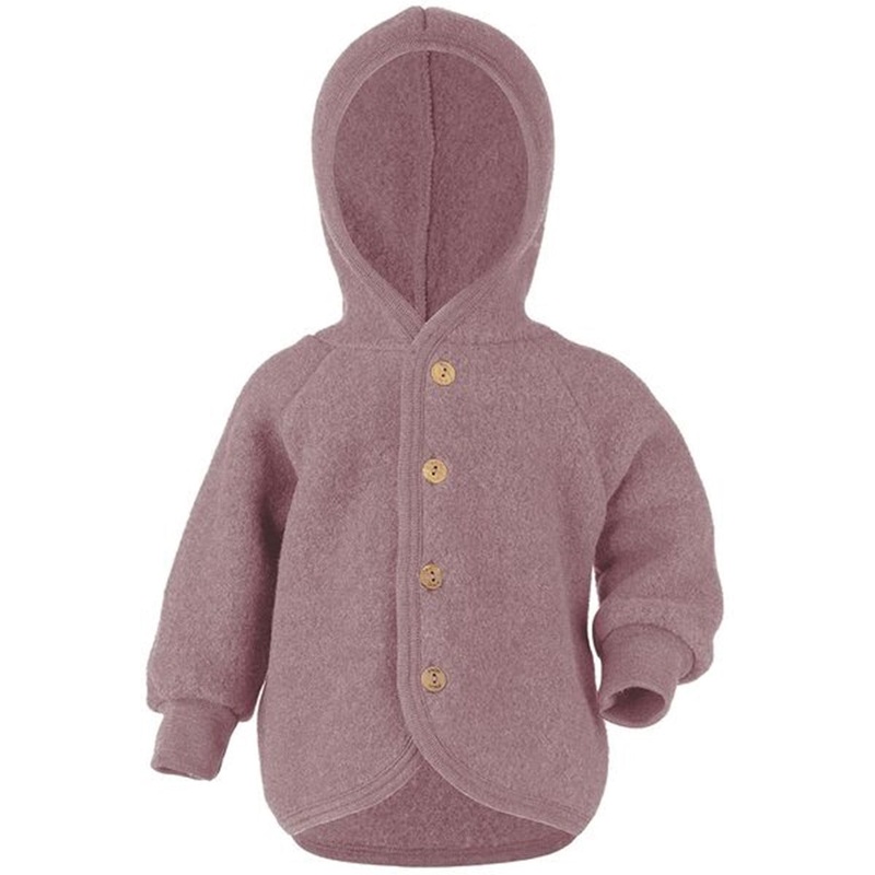 Engel Hooded Jacket with Wooden Buttons Rosewood Mlange