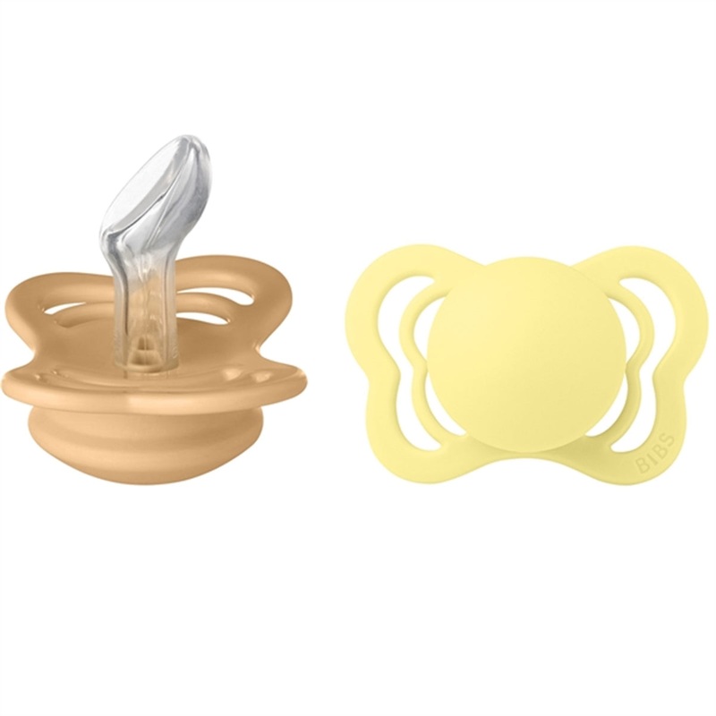 Bibs Couture Silicone Pacifiers 2-pak Anatomical Desert Sand\/Sunshine