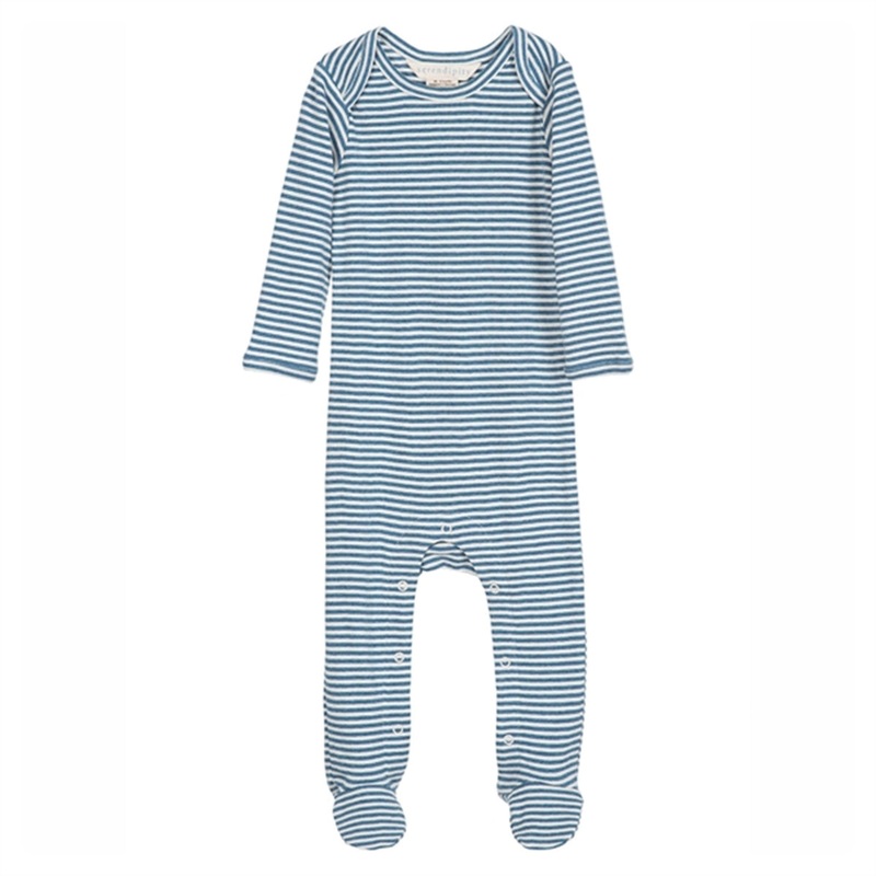 Serendipity Sky\/Offwhite Baby Stripe Rib Body Suit