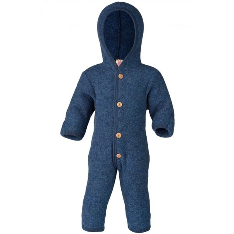 Engel Hooded Overall w. Buttons Blue Mlange