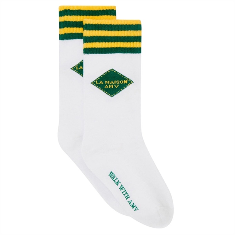 American Vintage Socks Clypsun Green\/Yellow Stripes