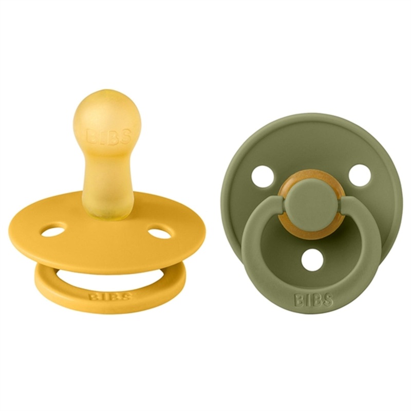Bibs Colour Latex Pacifiers 2-pak Round Honey Bee\/Olive