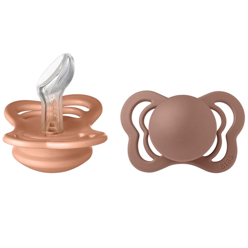Bibs Couture Silikone Pacifiers 2-pak Anatomical Peach\/Woodchuck