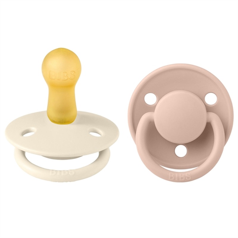 Bibs De Lux Latex Pacifiers 2-pack Round Ivory\/Blush